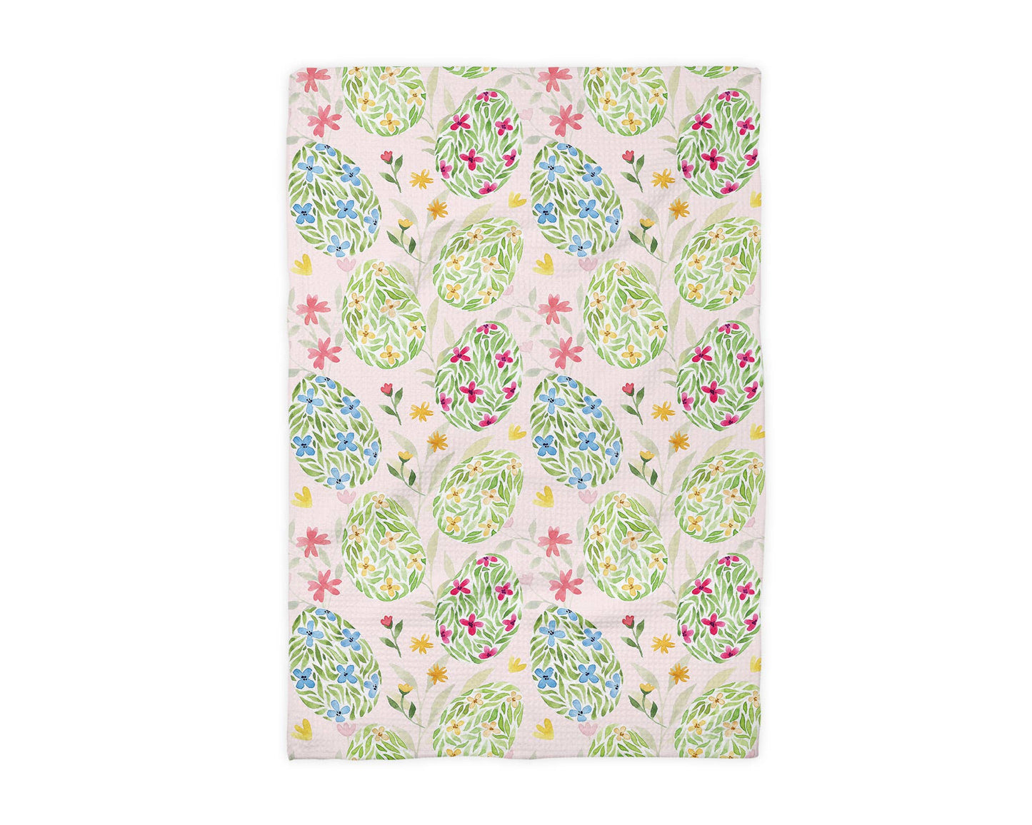 Easter Egg Floral Spring Egg Waffle Kitchen Towel