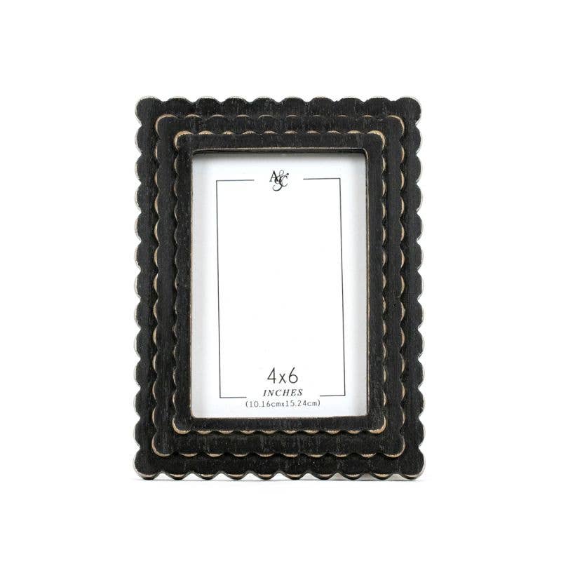 Black Scallop Wood Photo Frame (4x6) - 49th & Magnolia