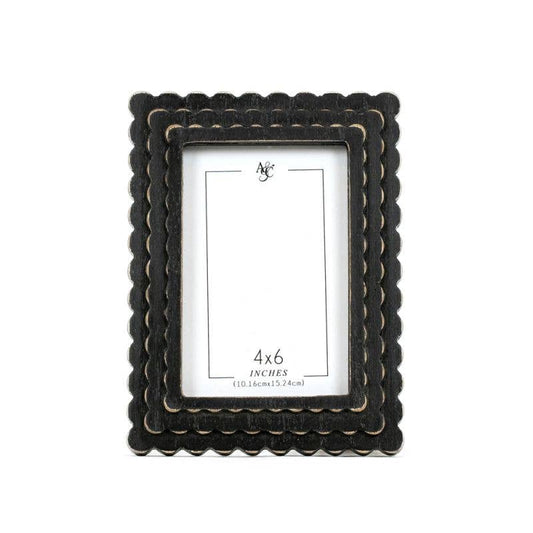 Black Scallop Wood Photo Frame (4x6) - 49th & Magnolia
