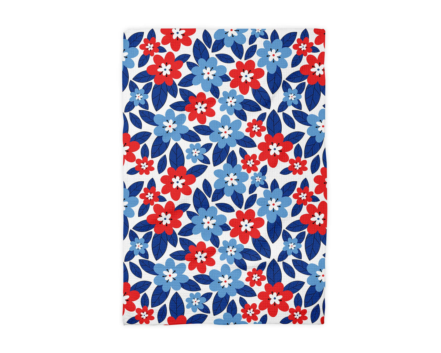 July 4th Floral Kitchen Towel Patriotic Red White Blue