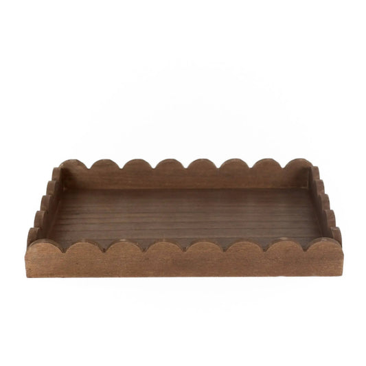Espresso Wood Scalloped Tray by Devanie At Home (Formerly Adams & Co.)