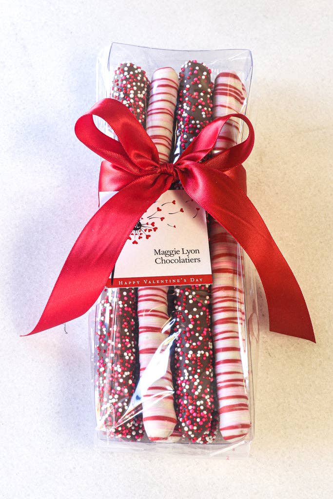 Valentine's 8-piece Milk & White Chocolate Covered Pretzel Rods