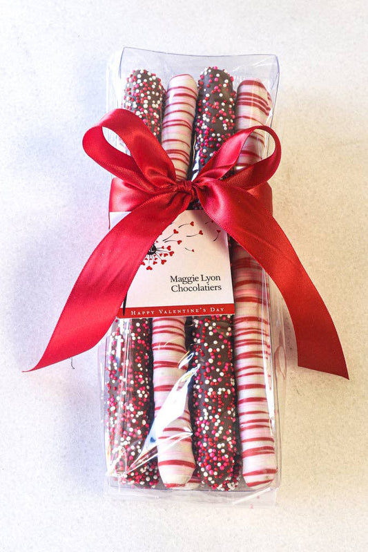 Valentine's 8-piece Milk & White Chocolate Covered Pretzel Rods