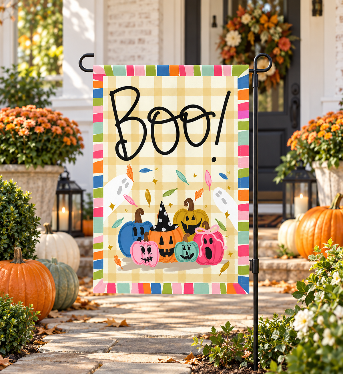 Boo! Jackolantern Square Garden Flag