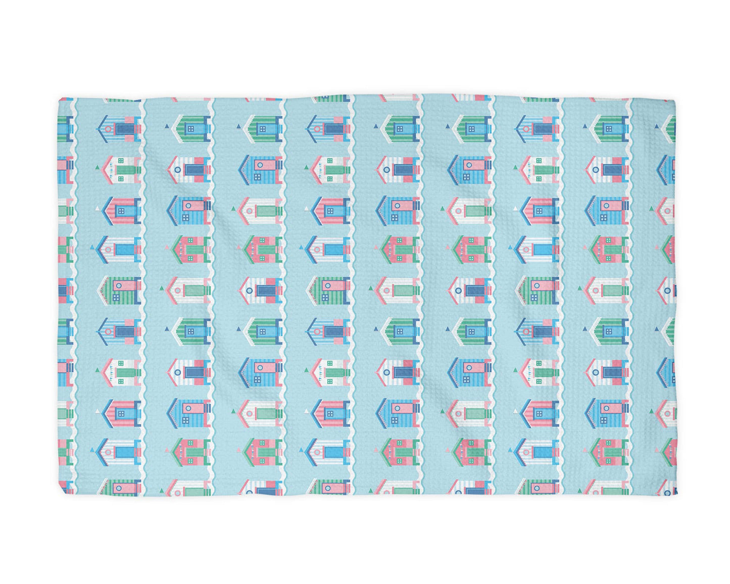 Beach House Row Ocean Kitchen Towel Nautical Seaside Coastal