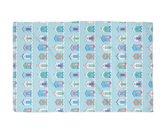 Beach House Row Ocean Kitchen Towel Nautical Seaside Coastal by Canary Road