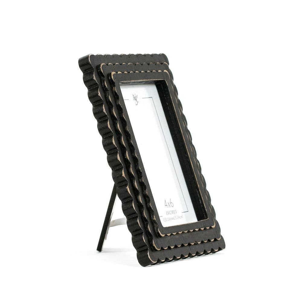 Black Scallop Wood Photo Frame (4x6) - 49th & Magnolia