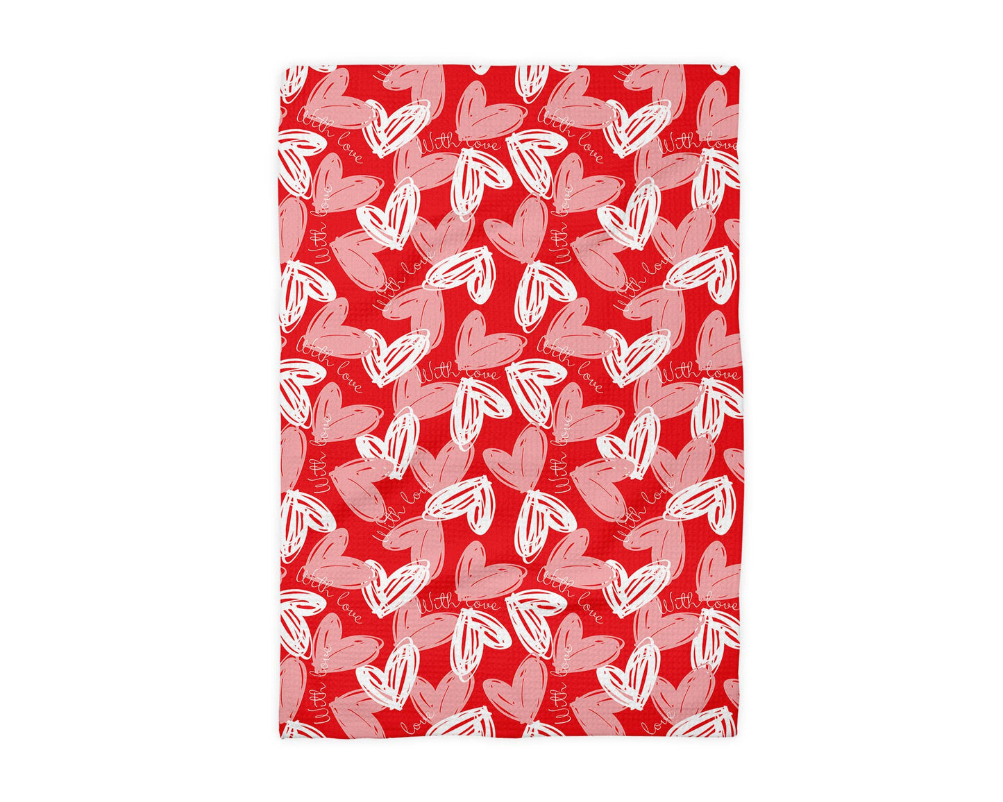 Valentine Hearts Waffle Kitchen Towel