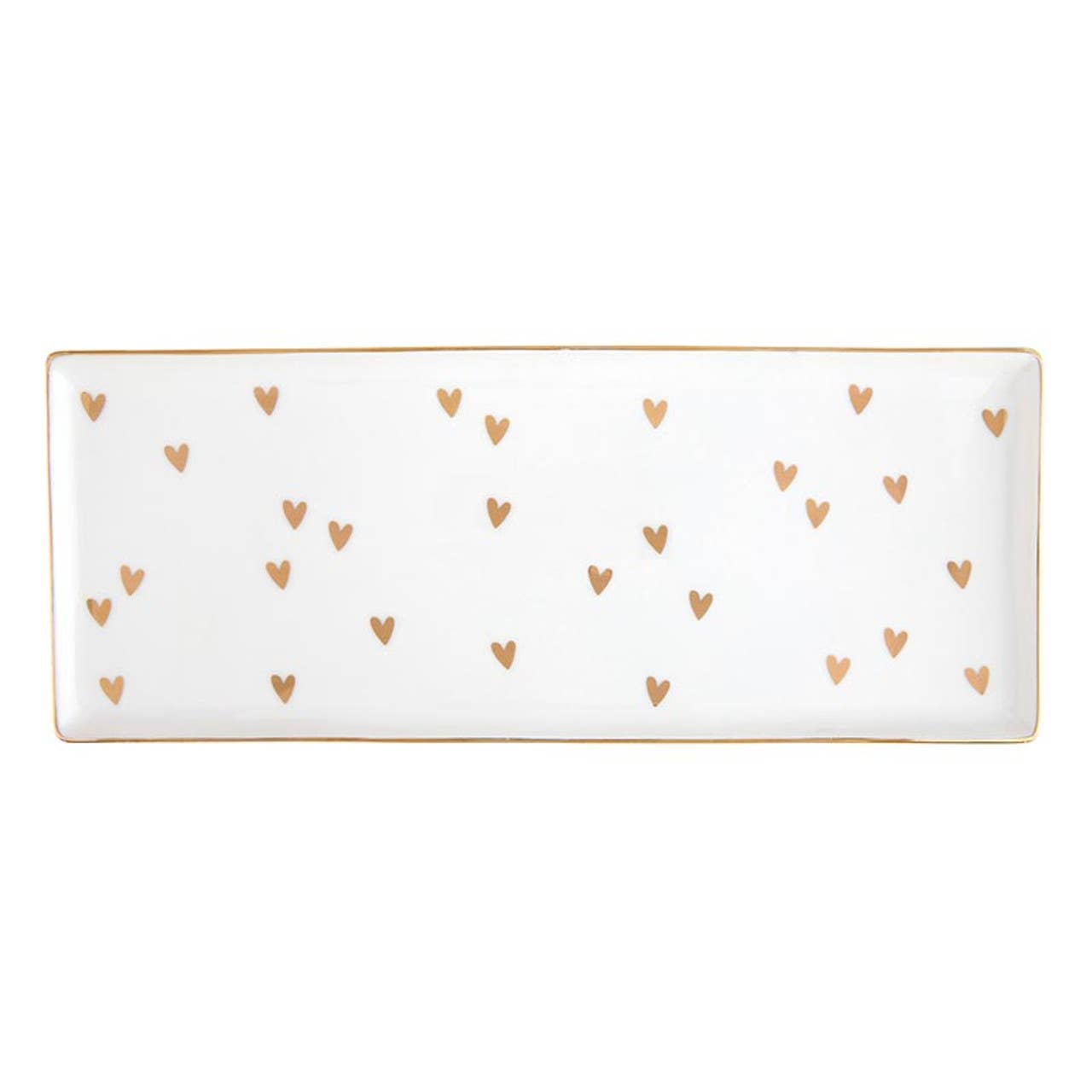 Gold Foil Hearts Ceramic Tray