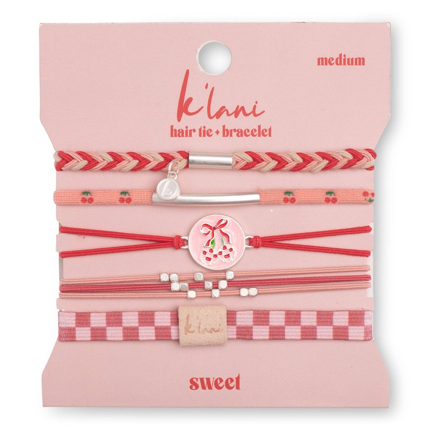 "Sweet" Pink Cherry Hair Tie Bracelets
