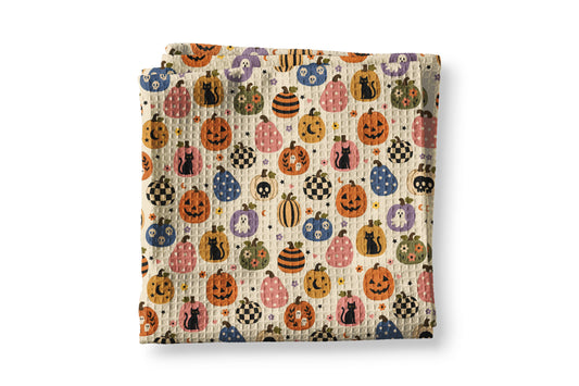 Pumpkin Retro Halloween Fall Kitchen Towel Waffle Weave