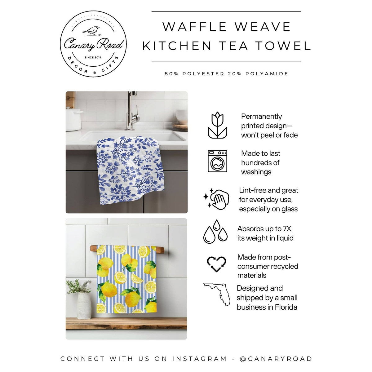 Plaid Pumpkin Chinoiserie Fall Coastal Kitchen Towel Waffle