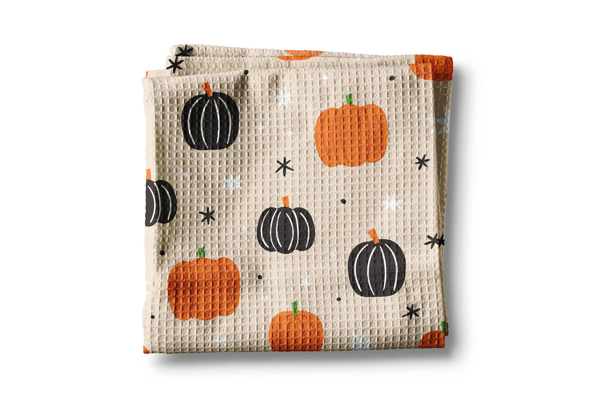 Pumpkin Retro Halloween Fall Kitchen Towel Waffle Weave