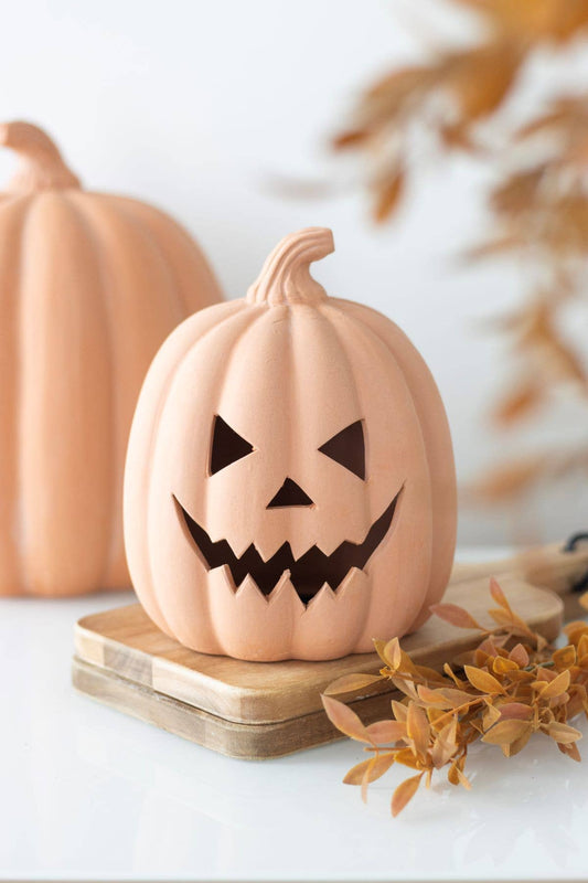 6" Terracotta Halloween Pumpkin Decoration