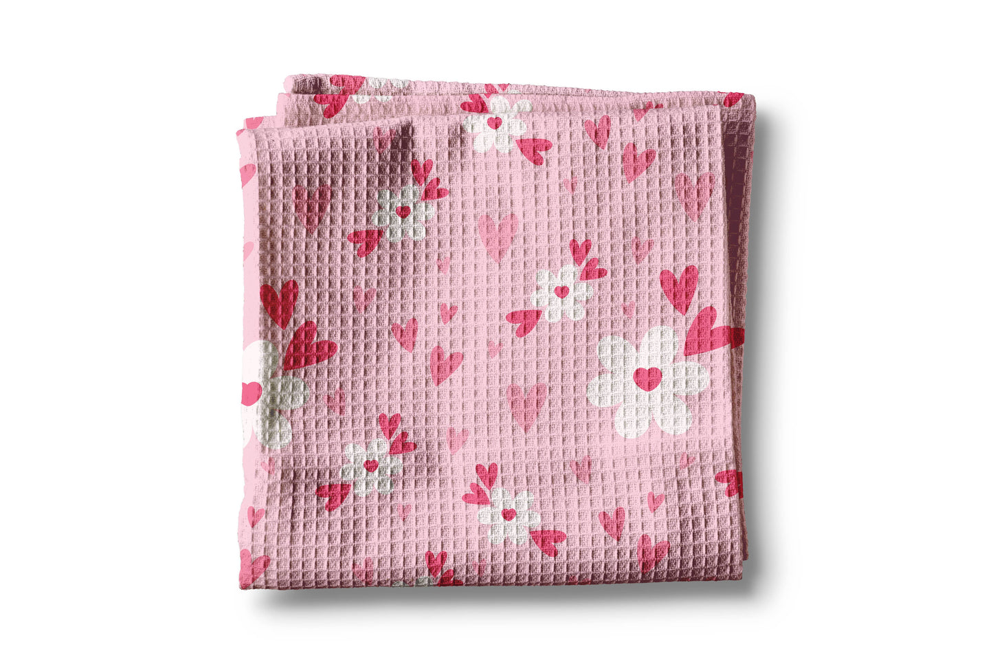 Valentine Hearts & Flowers Waffle Kitchen Towel