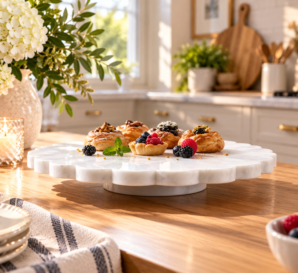 Marble Scallop Lazy Susan