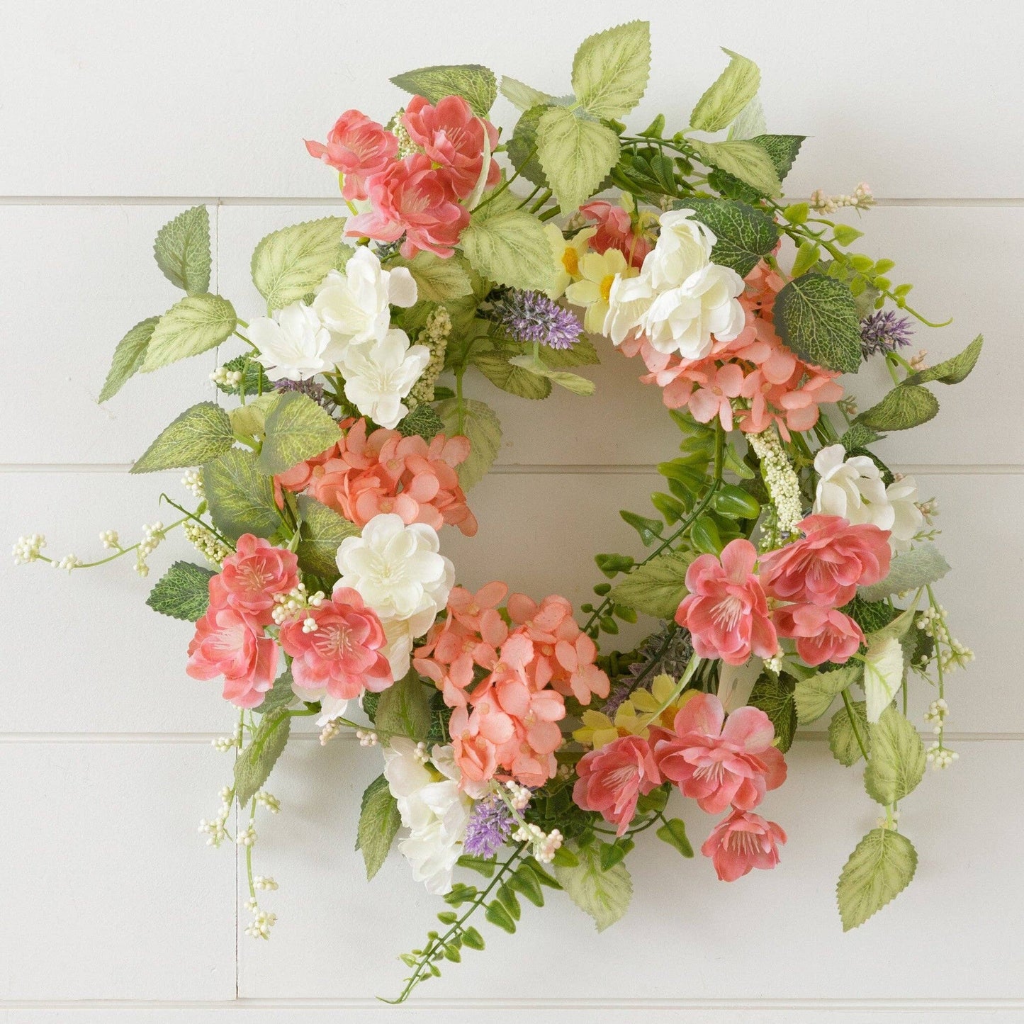 Pink Hydrangea and Wildflowers Candle Ring
