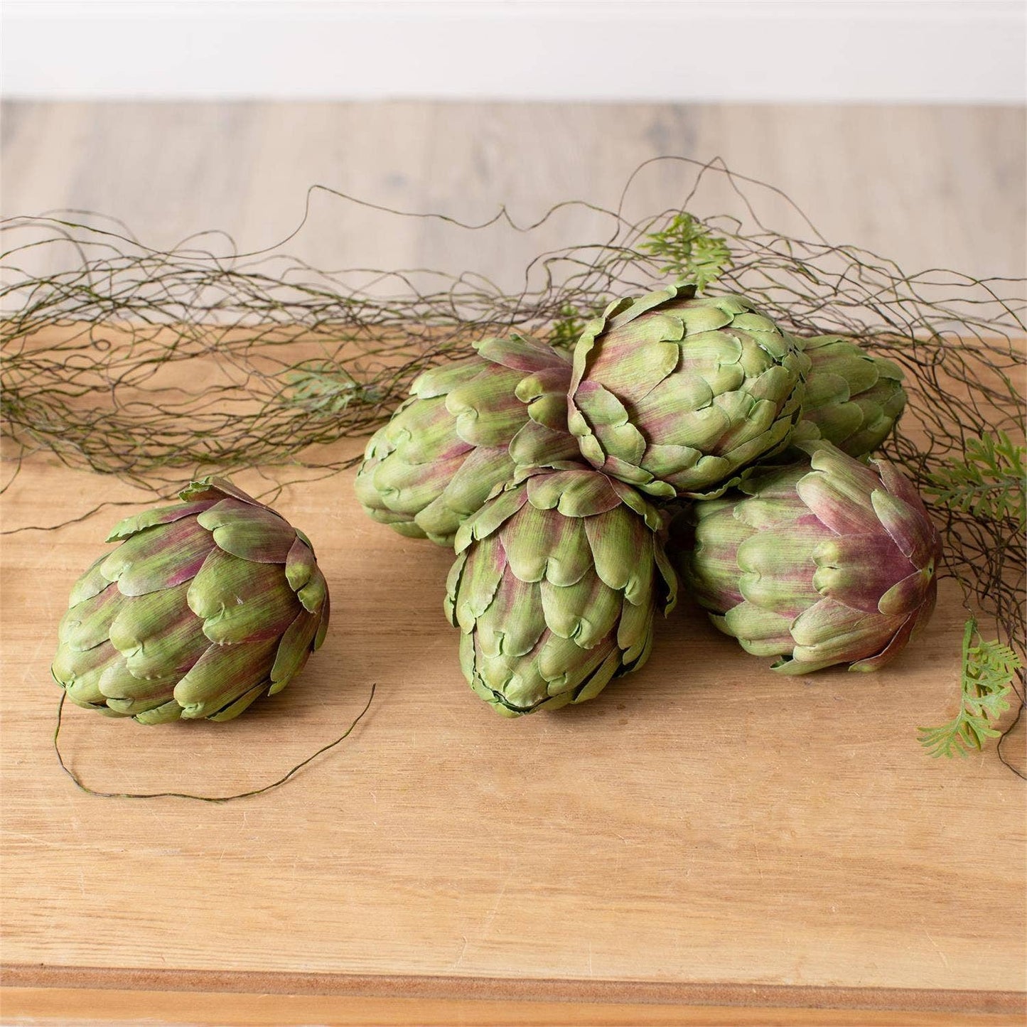 Green & Burgundy Faux Artichoke (Set of 6)