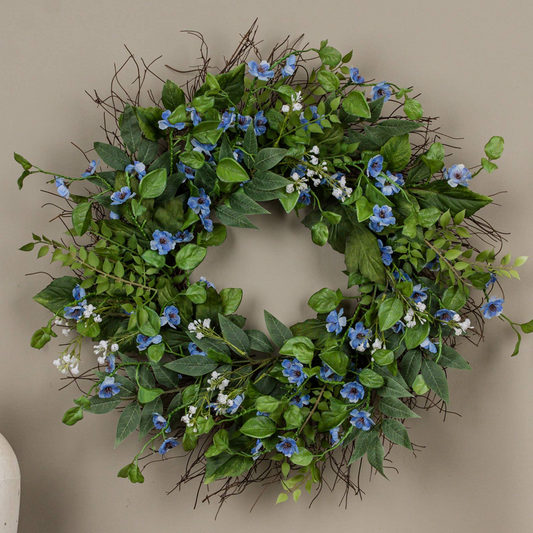 21" BLUE & WHITE WILDFLOWER WREATH