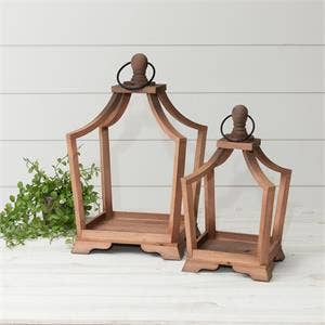 Natural Wood Arched Lanterns (SET OF 2)