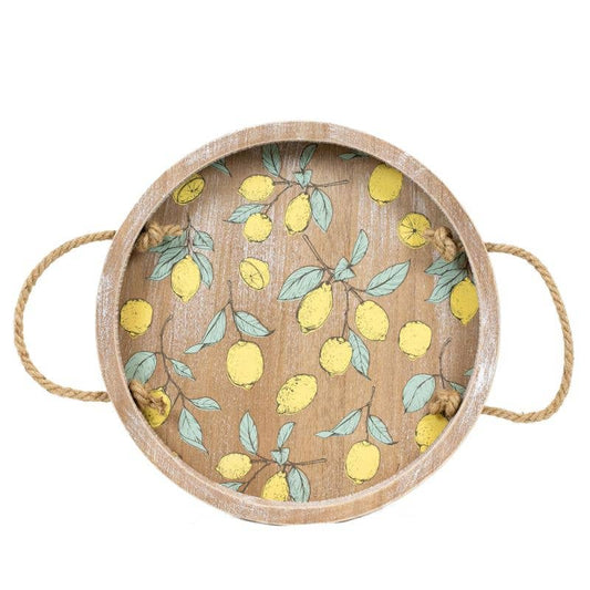 12x12 Summer Citrus Round Wooden Tray