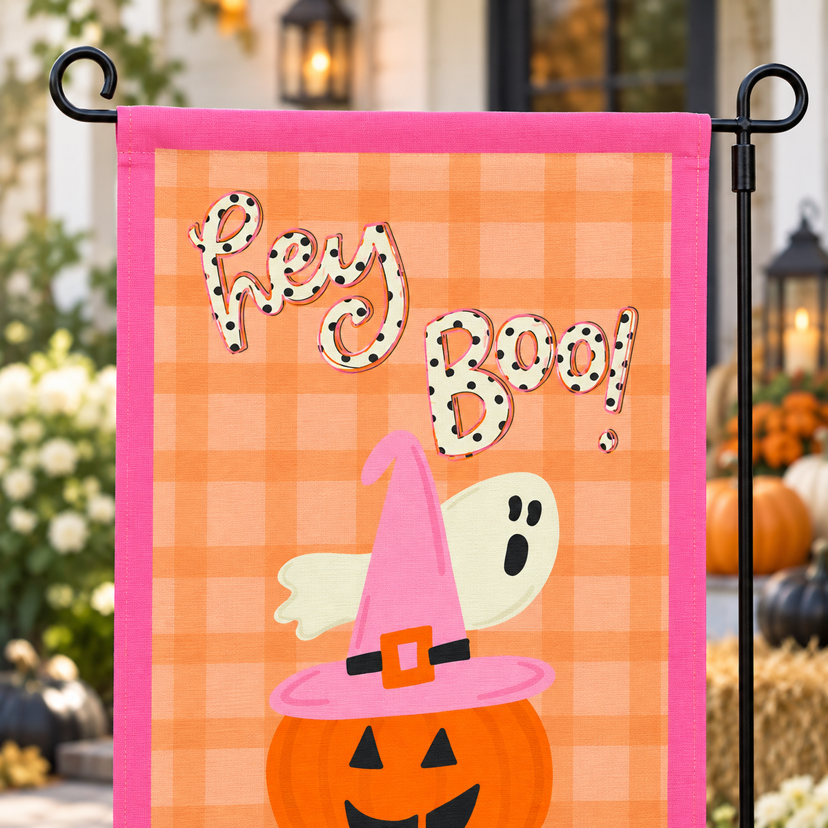 Hey Boo Polka Dot Garden Flag