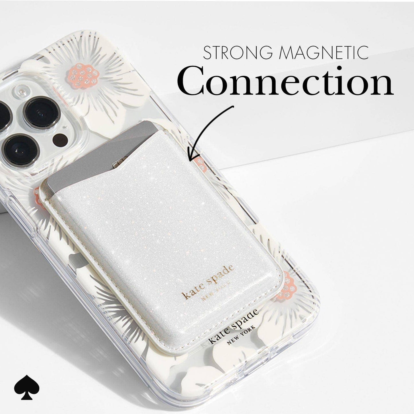 Kate Spade New York Wallet MagSafe White Glitter
