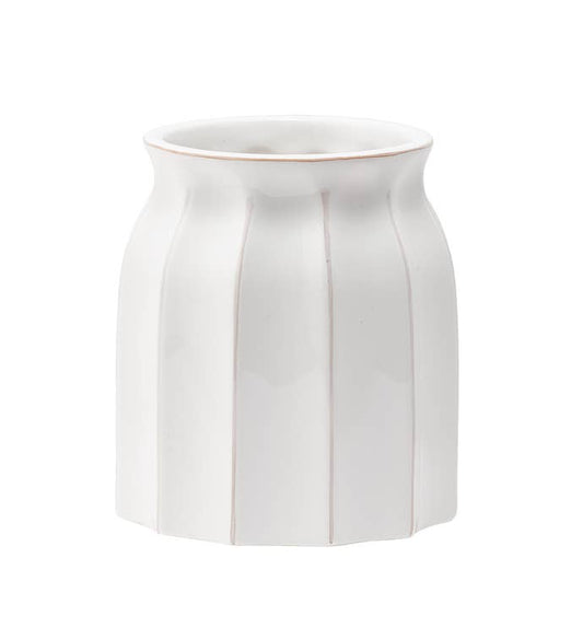 White Fluted Ceramic Planter Vase