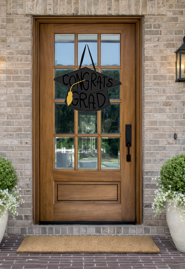 Congrats Grad Graduation Door Hanger