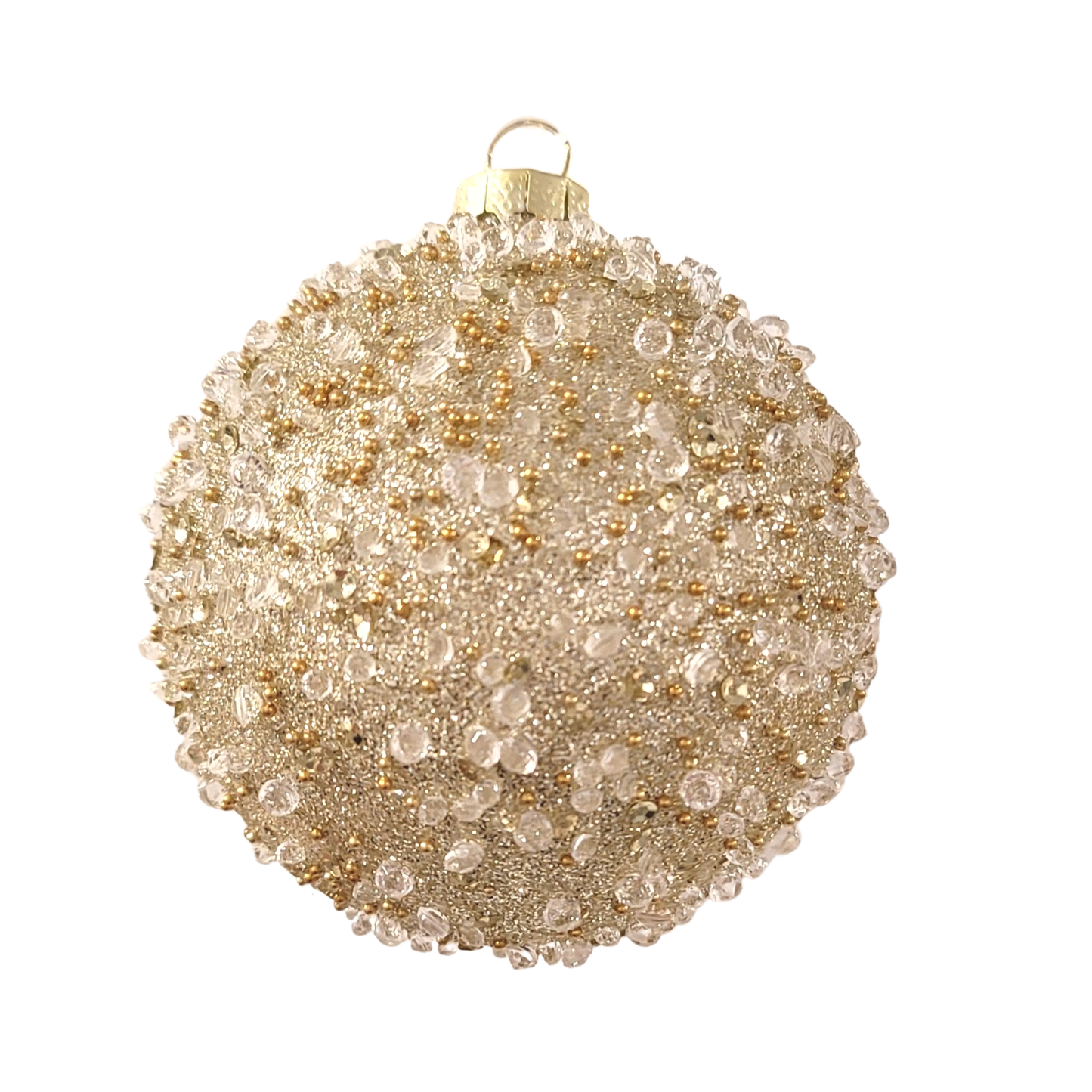 Glass Pale Gold Ornament with Chunky Clear Beads - 49th & Magnolia