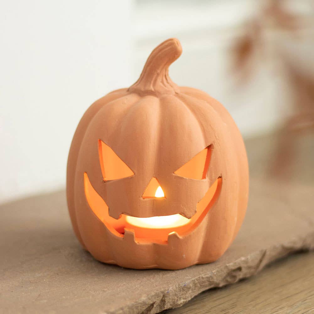 5" Terracotta Halloween Pumpkin Decoration