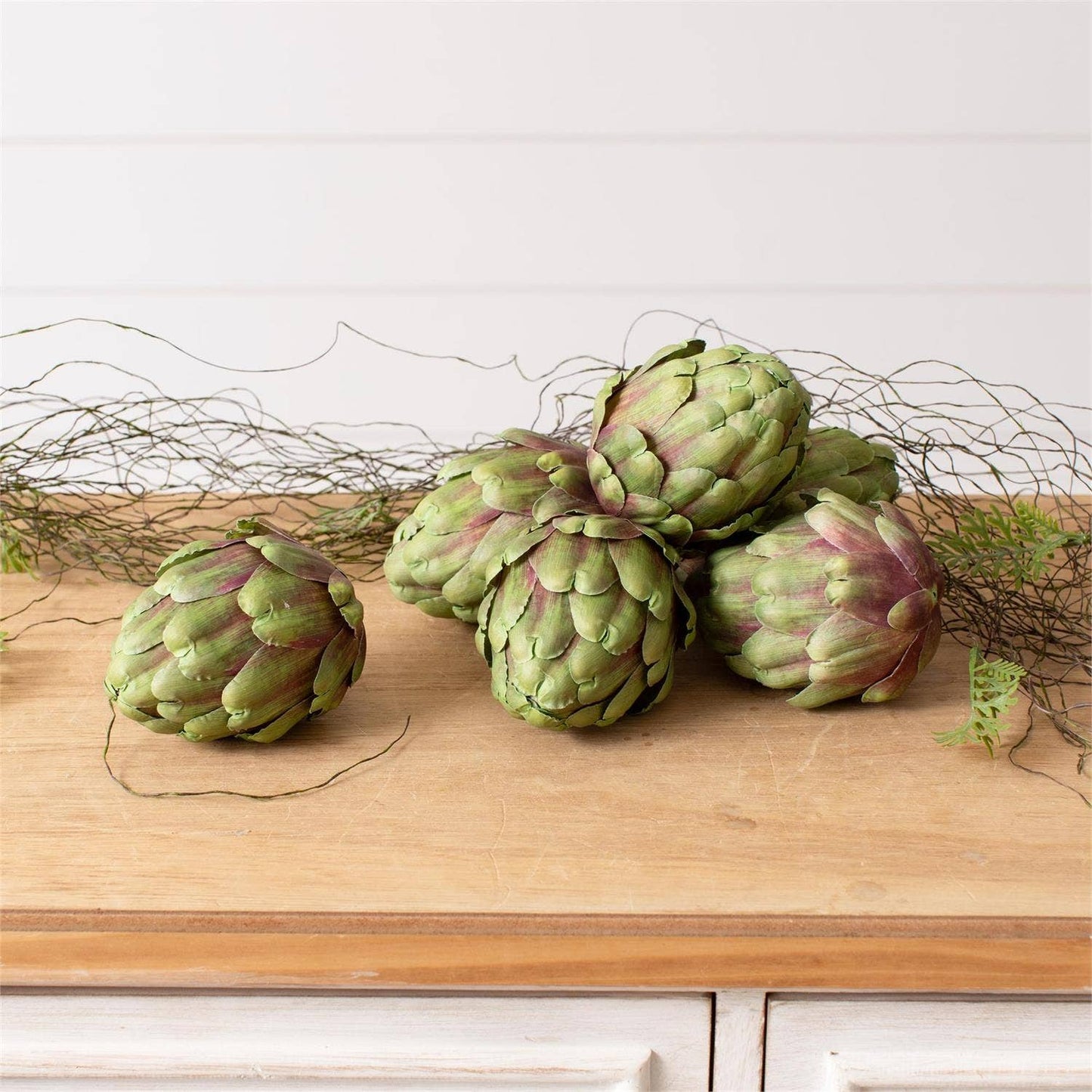 Green & Burgundy Faux Artichoke (Set of 6)