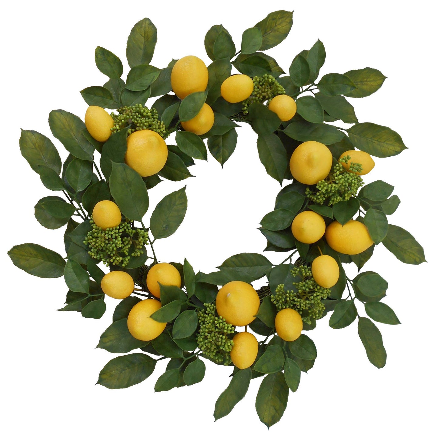 22" Farmhouse Style Artificial Lemon Wreath Faux