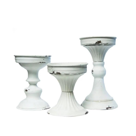 Metal White Candle Holder (Set of 3) by VIP Home & Garden
