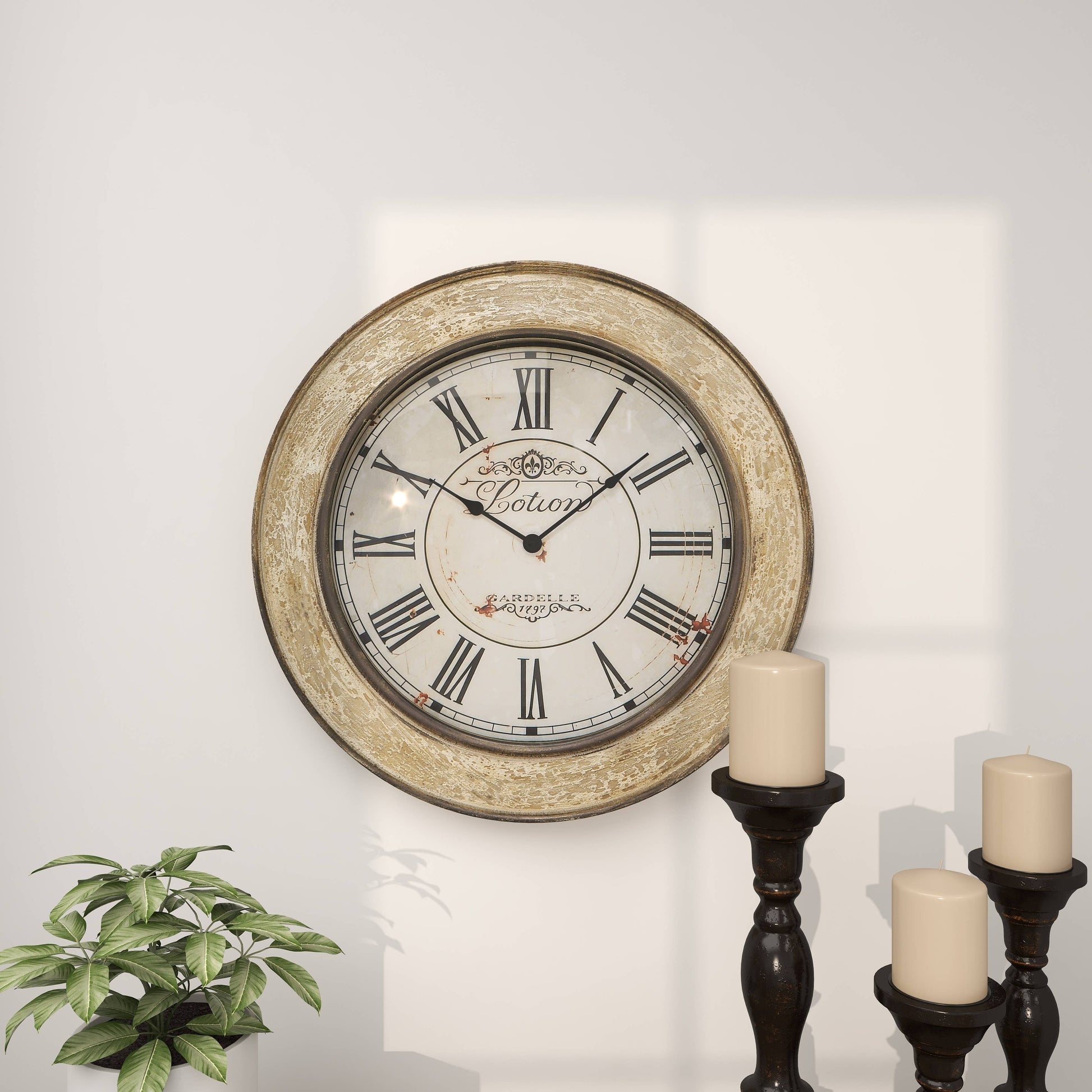 Vintage Cream Wooden Wall Clock - 49th & Magnolia