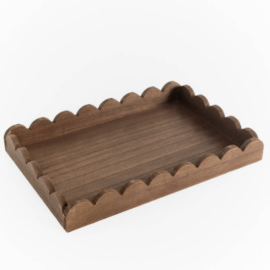 Espresso Wood Scalloped Tray