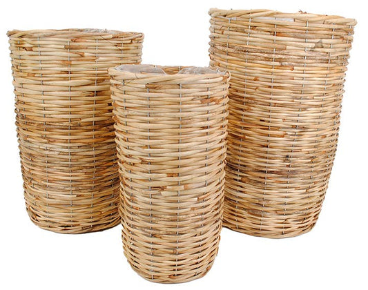 Woven Wicker Cylindrical Basket Planter (3 Sizes)