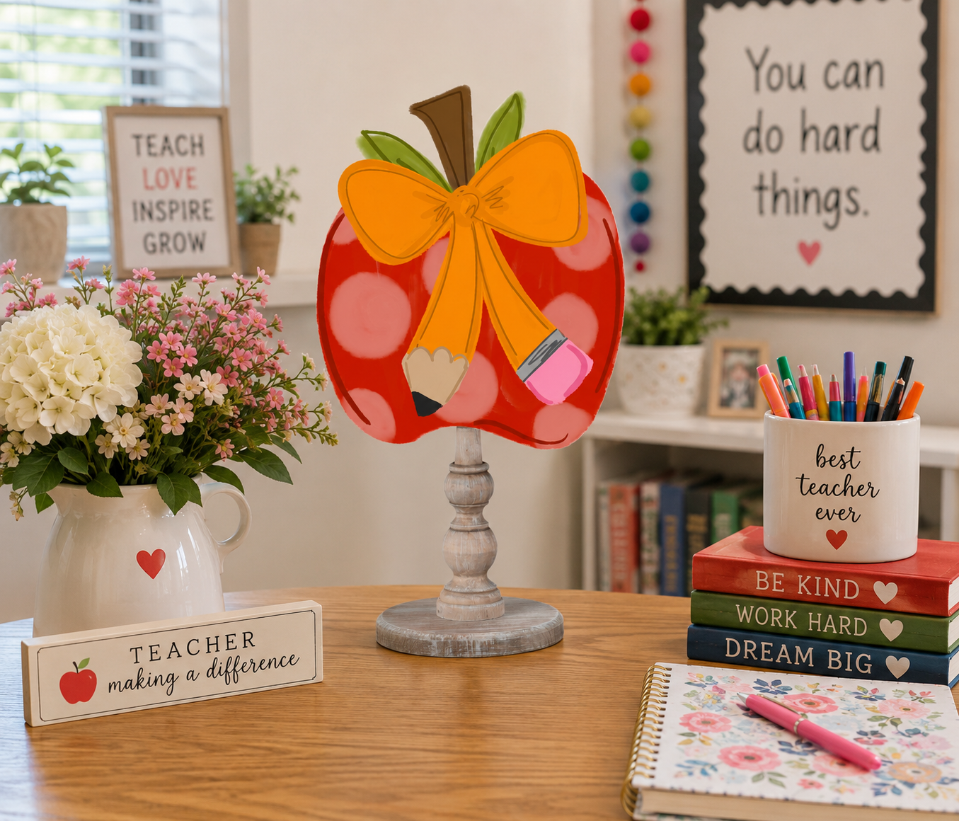 Apple with Bow Topper (Base Sold Separately)