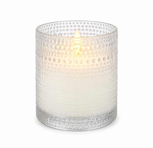 4" DOTTED GLASS 3D FLAME CANDLE