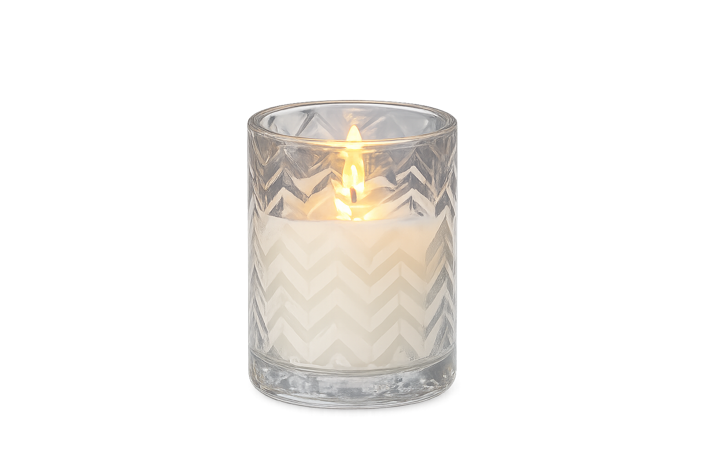 4" CHEVRON GLASS 3D FLAME CANDLE