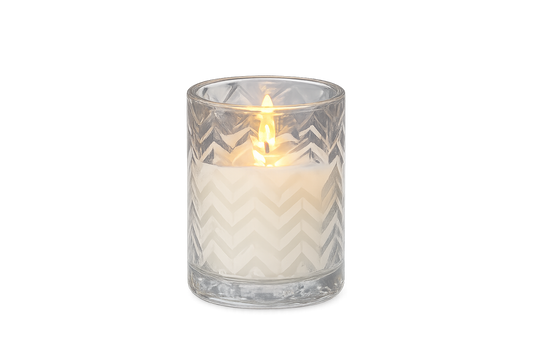 4" CHEVRON GLASS 3D FLAME CANDLE
