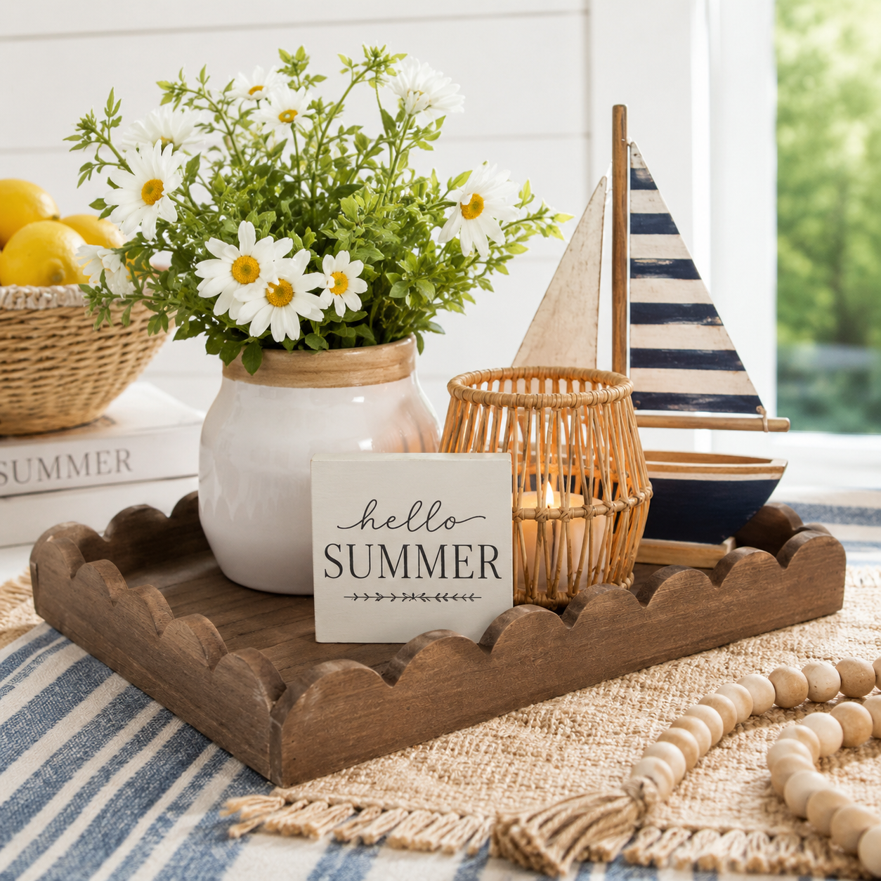 Espresso Wood Scalloped Tray