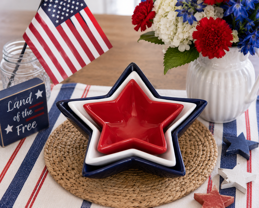 Patriotic Star Shaped Nesting 4th Of July Bowl Set 3