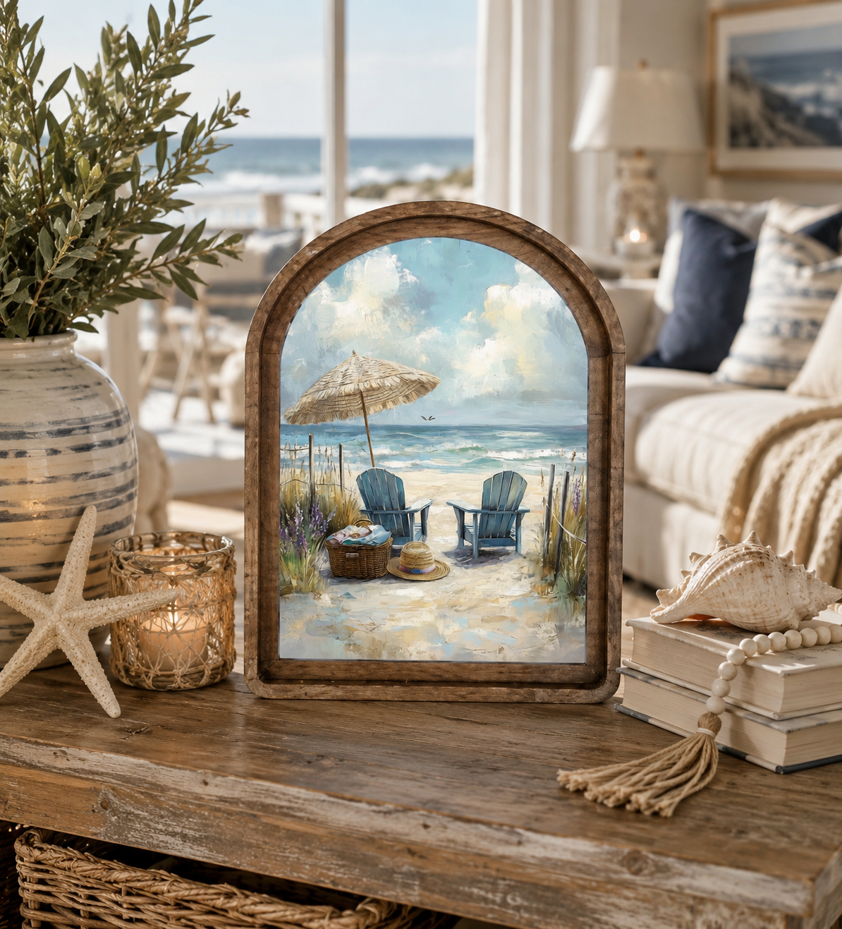 Arch Top Beach Chairs Framed Art