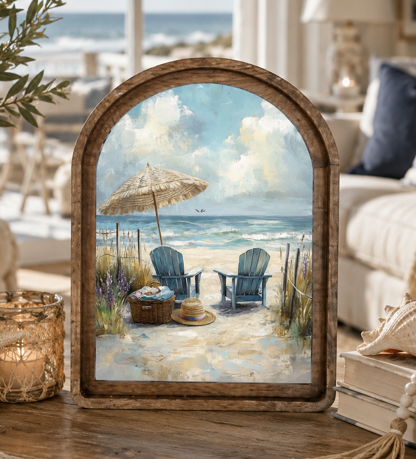 Arch Top Beach Chairs Framed Art