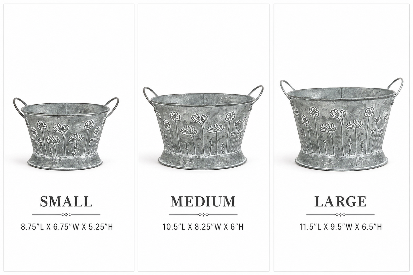 TWO HANDLE FLOWER BUCKETS (3 Sizes)