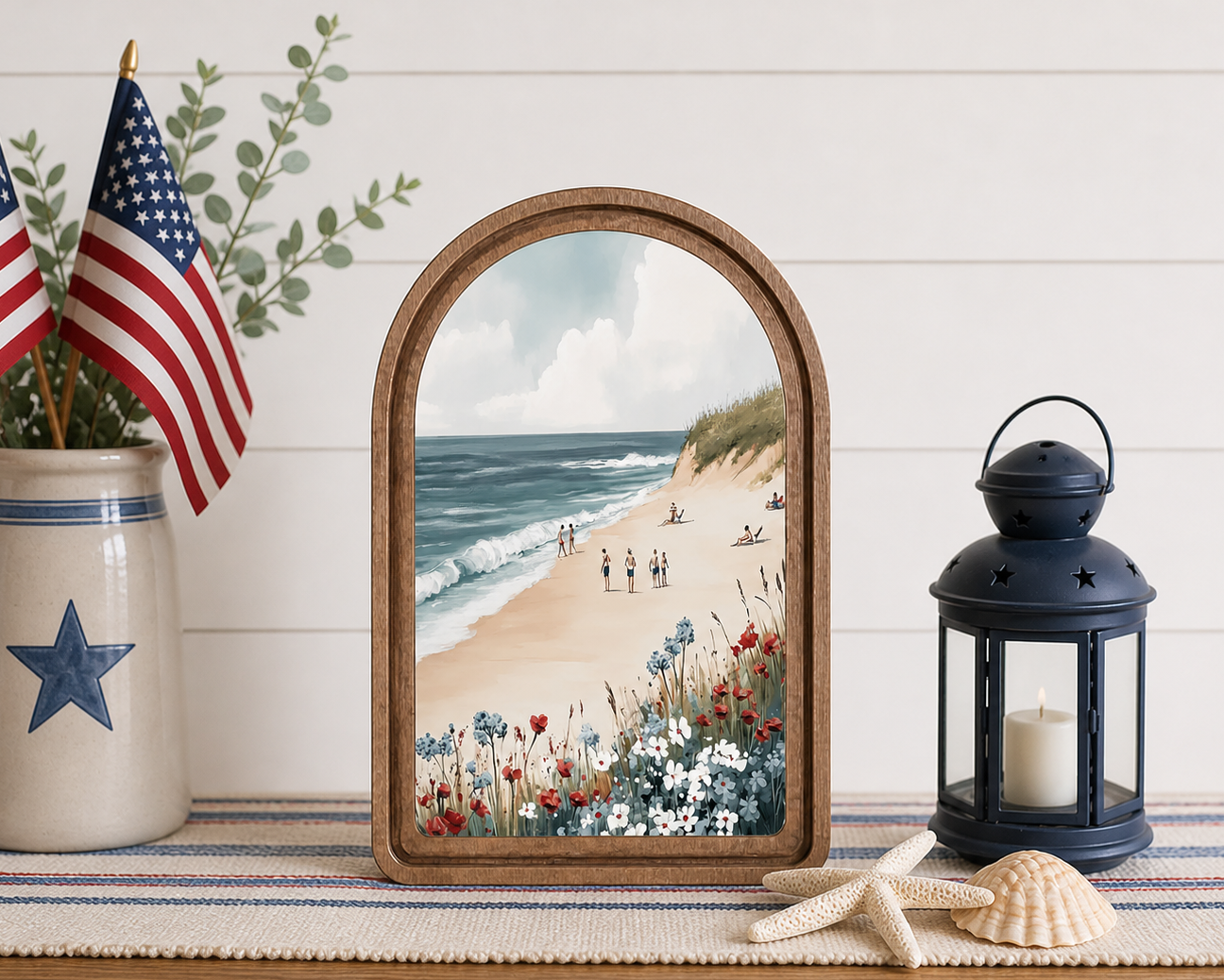 Arch Top Americana Beach Framed Art