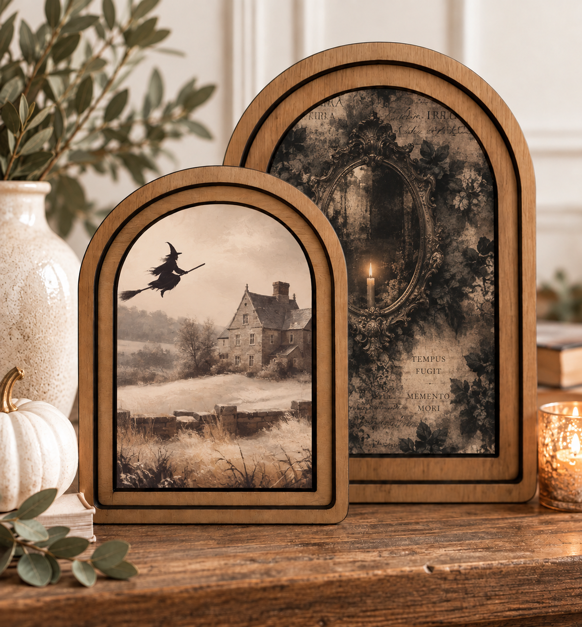 Arched Flying Witch Layered Art Set by Redeemed Decor