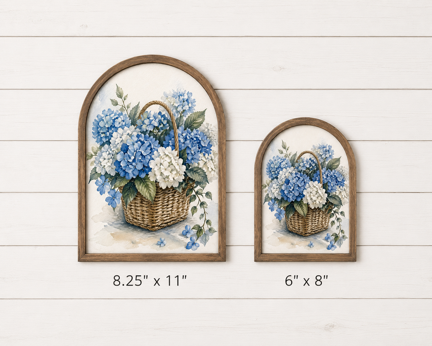 Arch Top Blue Hydrangeas Framed Art