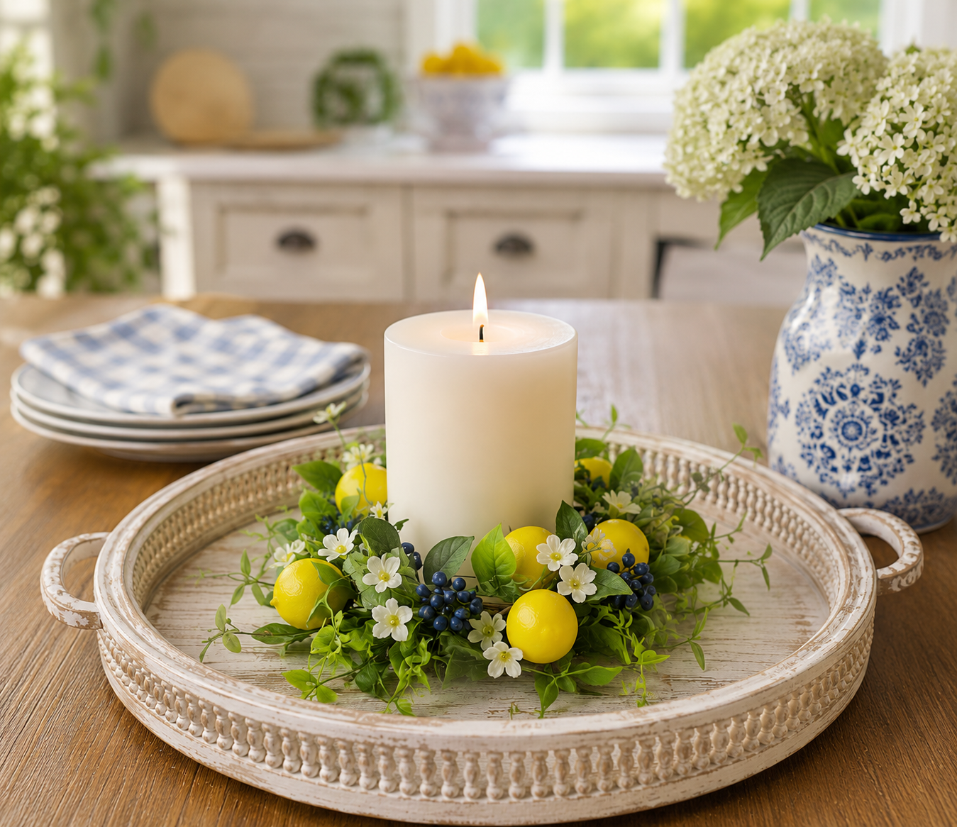 Lemons & Blueberries Candle Ring 6.5 in